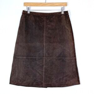 Y2K‎ Vintage Genuine Suede Skirt Womens Size 8 Brown A Line Axcess Liz Claiborne